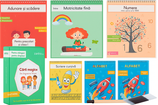 Set 5 Caiete Magice Reutilizabile pentru Copii + Creion cadou