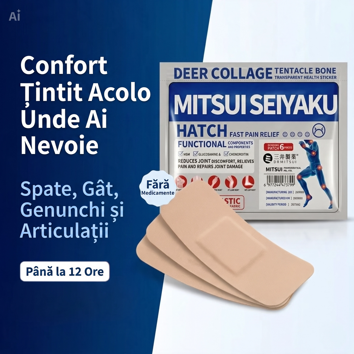 Plasture japonez pentru durere - Ameliorare rapidă a durerii de spate, genunchi, gât și articulații