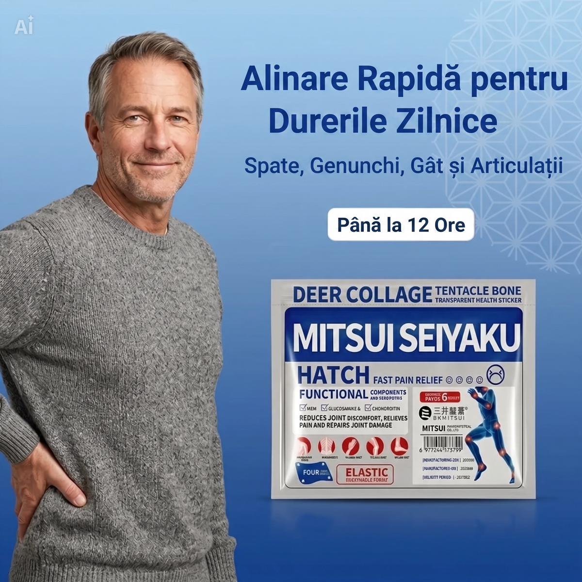 Plasture japonez pentru durere - Ameliorare rapidă a durerii de spate, genunchi, gât și articulații